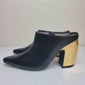 Worthington Nelda Black Leather Heeled Mules